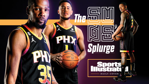 Sports Illustrated Daily Cover: Kevin Durant, Bradley Beal and Devin Booker pose with the headline “The Suns’ Splurge.”
